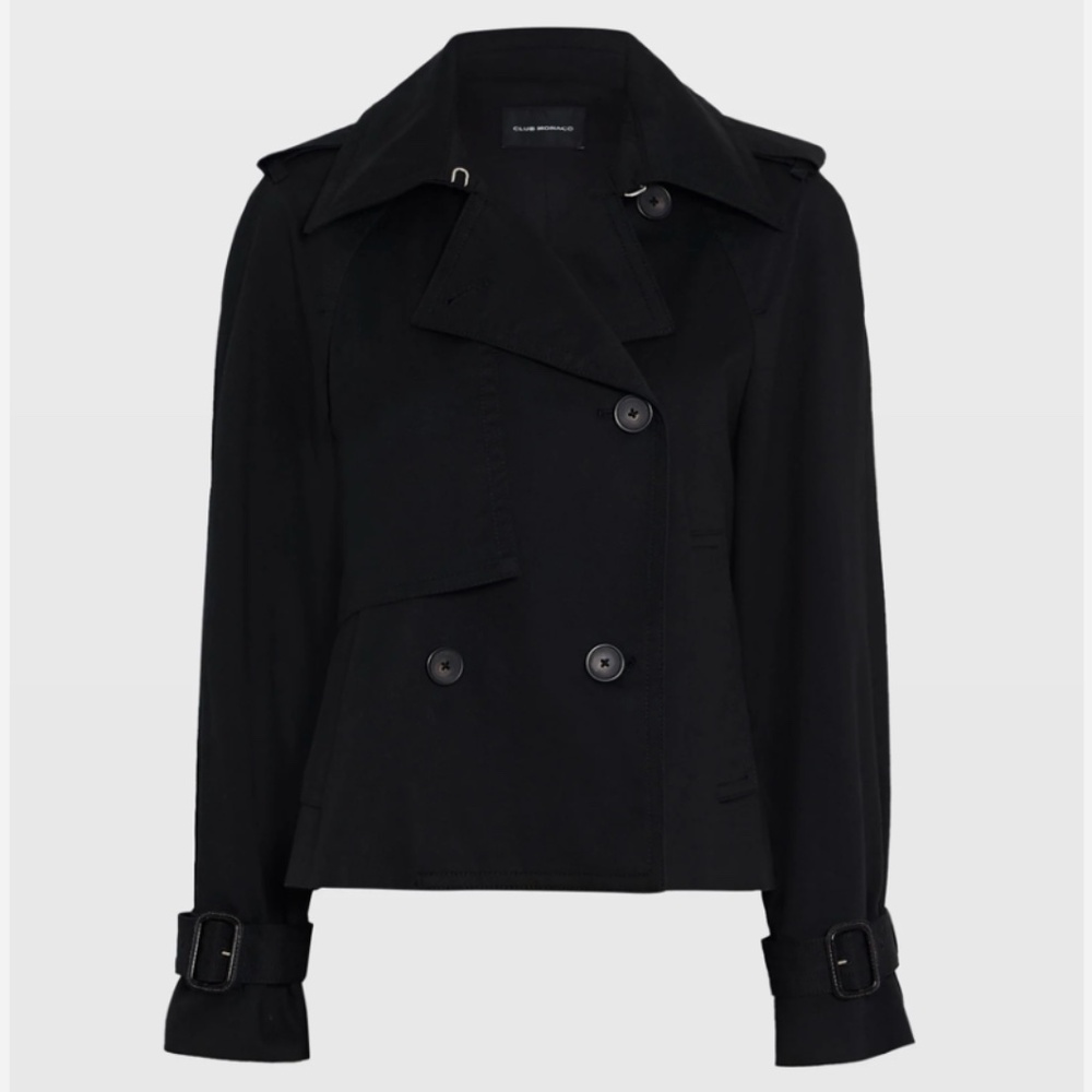 Club Monaco Women's Black Cropped Trench